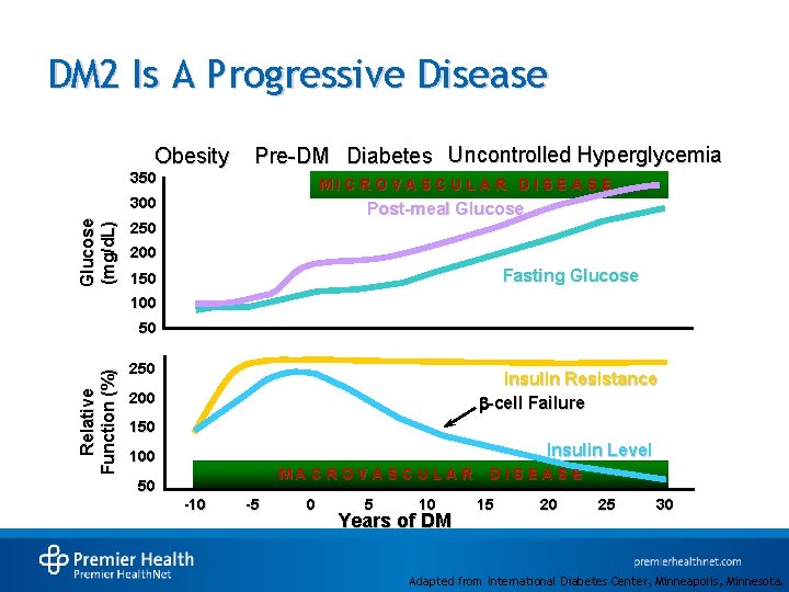 DM 2 Is A Progressive Disease Obesity Pre-DM Diabetes Uncontrolled Hyperglycemia 350 MICROVASCULAR DISEASE