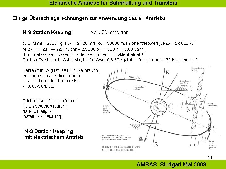 Elektrische Antriebe für Bahnhaltung und Transfers Einige Überschlagsrechnungen zur Anwendung des el. Antriebs N-S