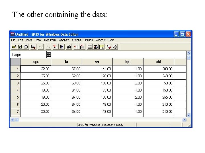 The other containing the data: 