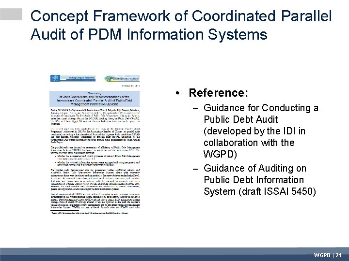 Concept Framework of Coordinated Parallel Audit of PDM Information Systems • Reference: – Guidance
