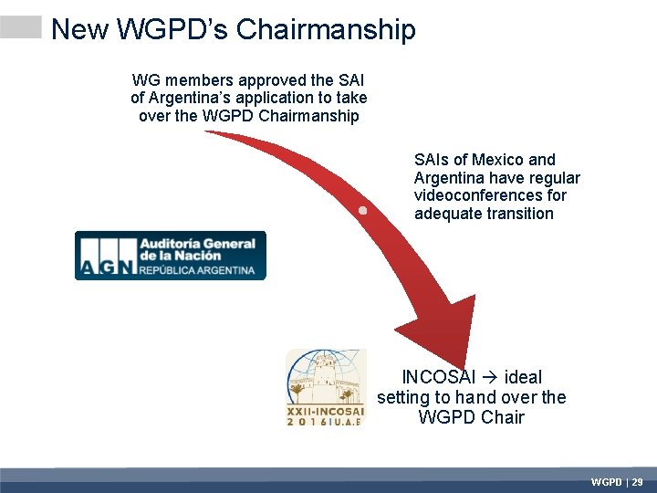 New WGPD’s Chairmanship WG members approved the SAI of Argentina’s application to take over