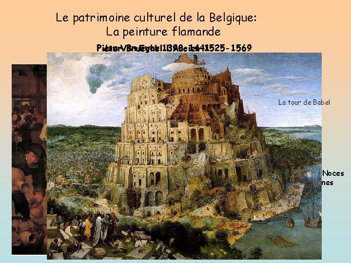 Le patrimoine culturel de la Belgique: La peinture flamande Pieter Jan Van Brueghel Eyck