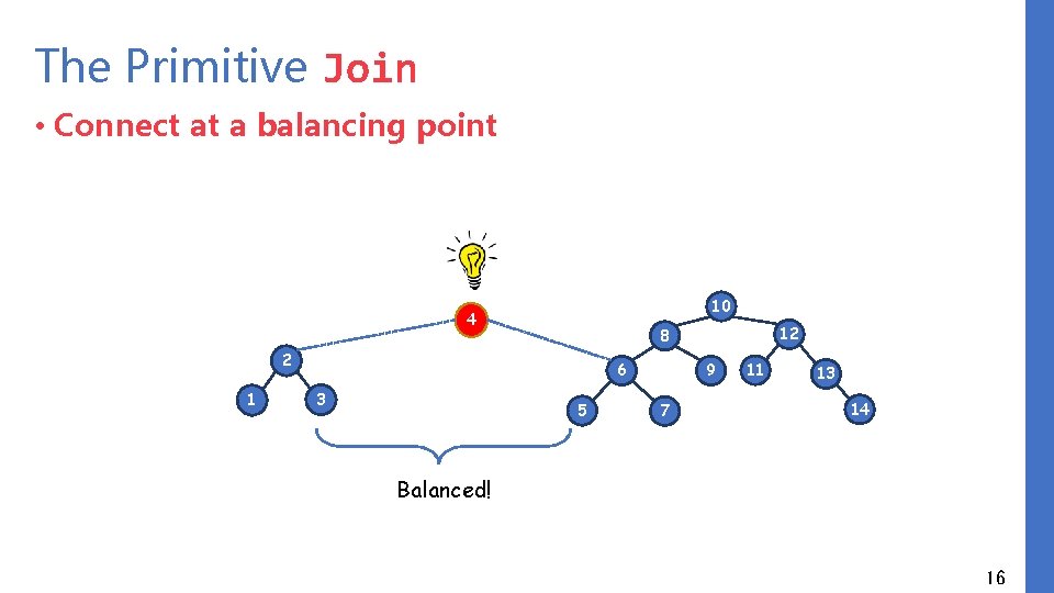 The Primitive Join • Connect at a balancing point 10 4 2 1 6