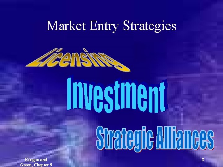 Market Entry Strategies Keegan and Green, Chapter 9 3 