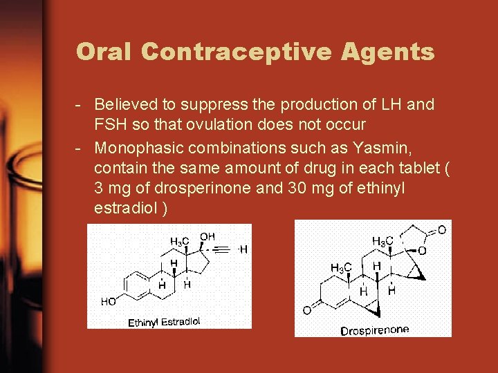 Oral Contraceptive Agents - Believed to suppress the production of LH and FSH so