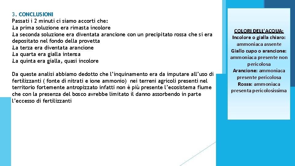 3. CONCLUSIONI Passati i 2 minuti ci siamo accorti che: La prima soluzione era