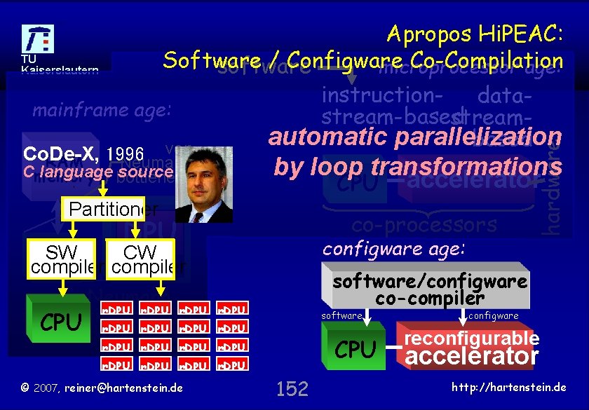 Co. De-X, RAM 1996 Neumann by loop transformations accelerator Cmemory language bottleneck source CPU