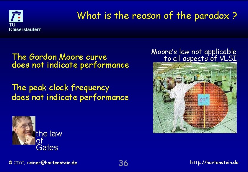 What is the reason of the paradox ? TU Kaiserslautern The Gordon Moore curve