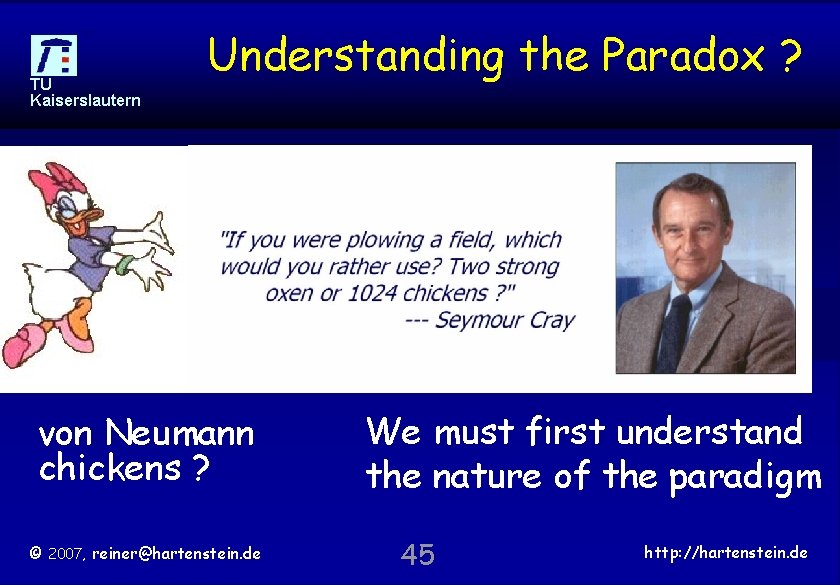 TU Kaiserslautern Understanding the Paradox ? Executive Summary doesn‘t help von Neumann chickens ?