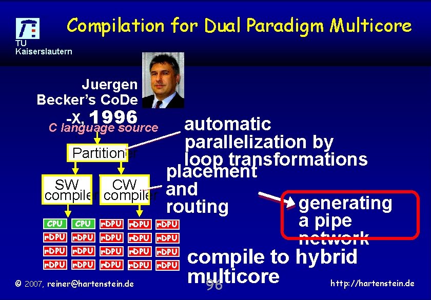 Compilation for Dual Paradigm Multicore TU Kaiserslautern Juergen Becker’s Co. De -X, 1996 automatic