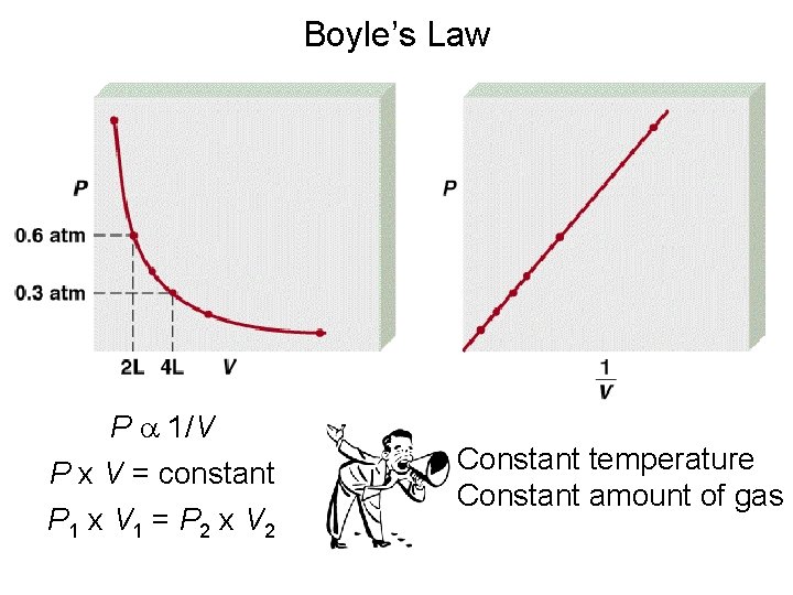 Boyle’s Law P a 1/V P x V = constant P 1 x V