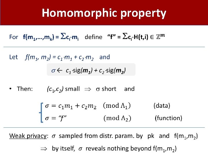 Homomorphic property • 