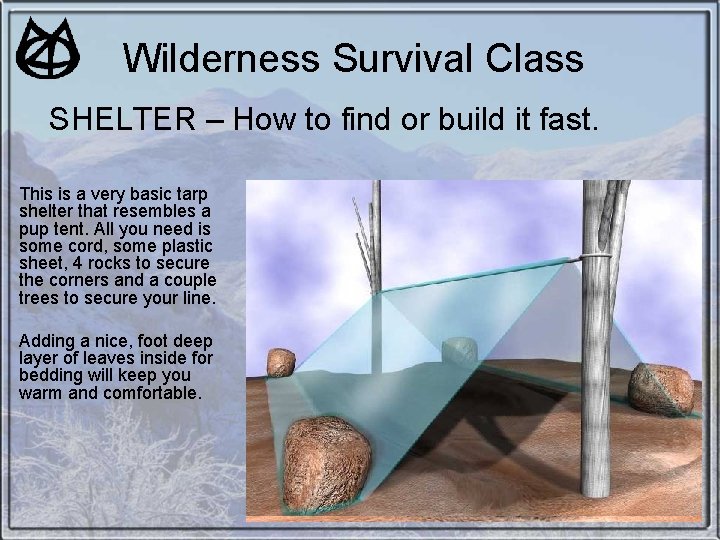 Wilderness Survival Class SHELTER – How to find or build it fast. This is Wilderness Survival Class SHELTER – How to find or build it fast. This is