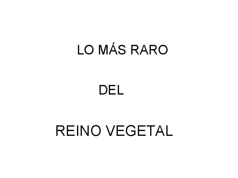 LO MÁS RARO DEL REINO VEGETAL 