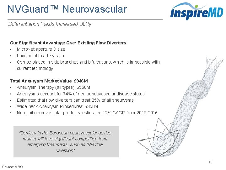 NVGuard™ Neurovascular Differentiation Yields Increased Utility Our Significant Advantage Over Existing Flow Diverters •