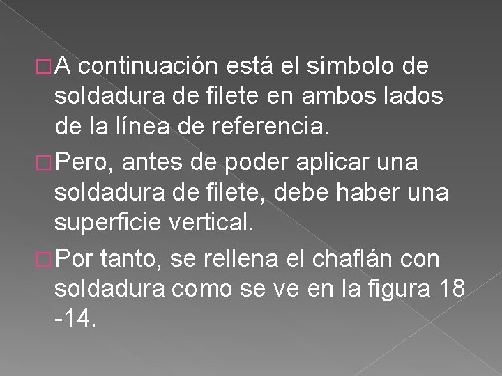 �A continuación está el símbolo de soldadura de filete en ambos lados de la