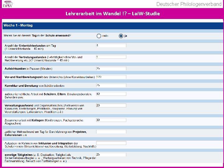 Deutscher Philologenverband Lehrerarbeit im Wandel !? – Lai. W-Studie 