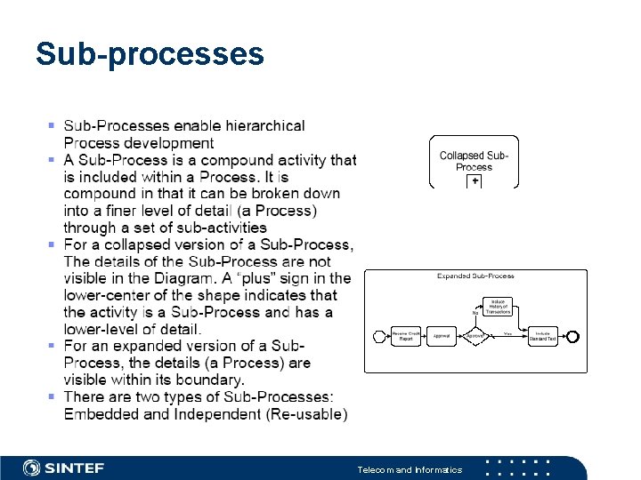 Sub-processes Telecom and Informatics Sub-processes Telecom and Informatics