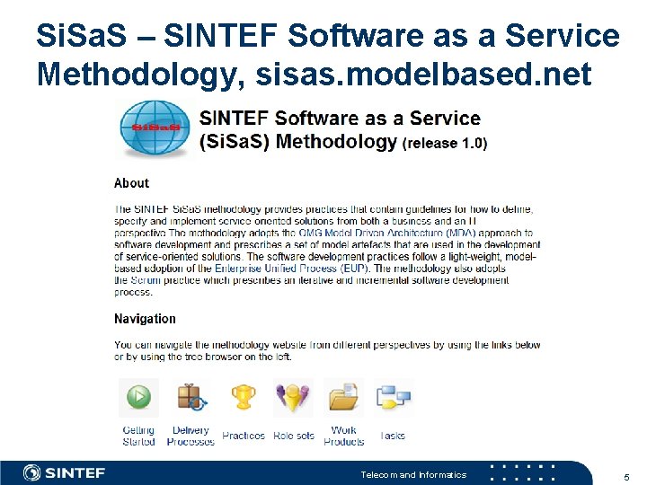 Si. Sa. S – SINTEF Software as a Service Methodology, sisas. modelbased. net Telecom