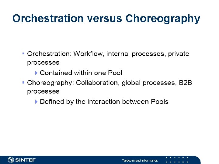 Orchestration versus Choreography Telecom and Informatics Orchestration versus Choreography Telecom and Informatics