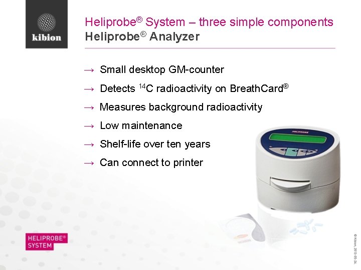 Heliprobe® System – three simple components Heliprobe® Analyzer → Small desktop GM-counter → Detects