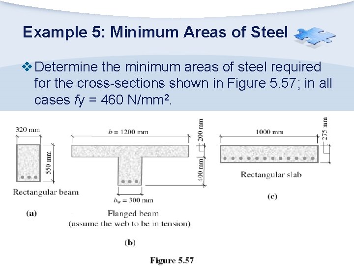 Example 5: Minimum Areas of Steel v Determine the minimum areas of steel required