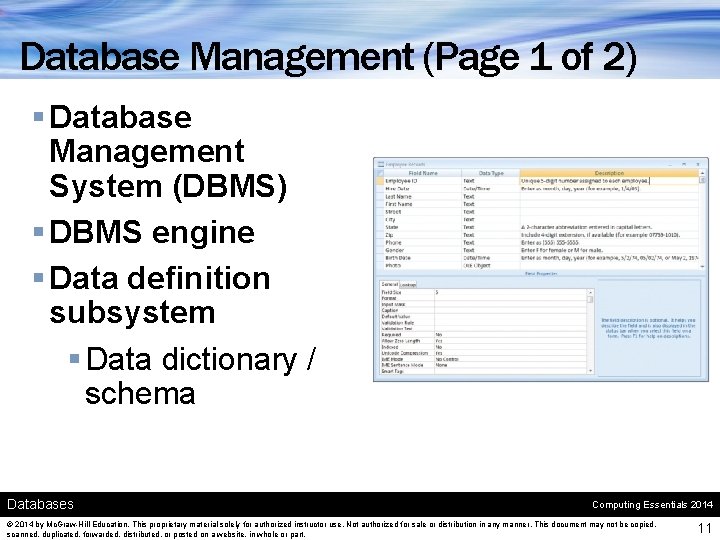 Database Management (Page 1 of 2) § Database Management System (DBMS) § DBMS engine