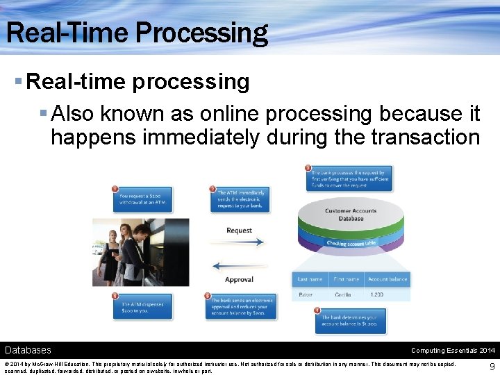 Real-Time Processing § Real-time processing § Also known as online processing because it happens