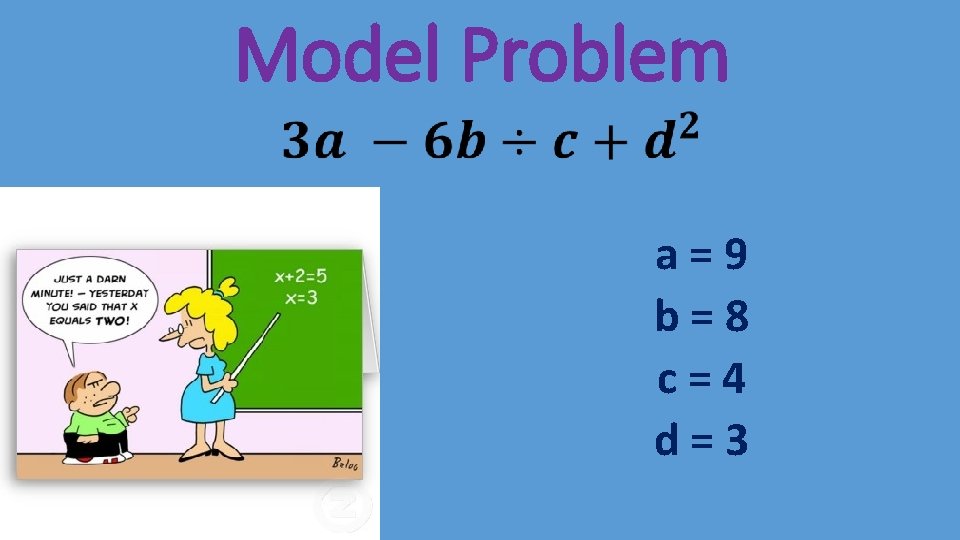 Model Problem • a=9 b=8 c=4 d=3 