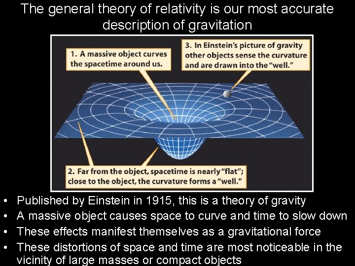 The general theory of relativity is our most accurate description of gravitation • •