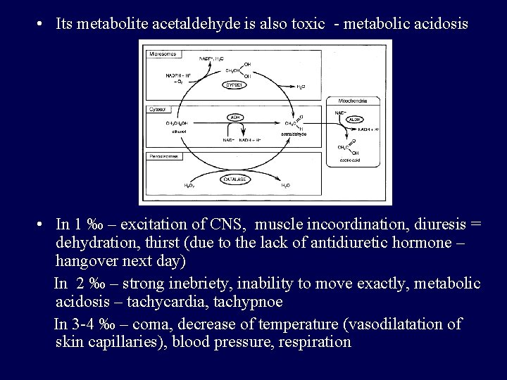 • Its metabolite acetaldehyde is also toxic - metabolic acidosis • In 1