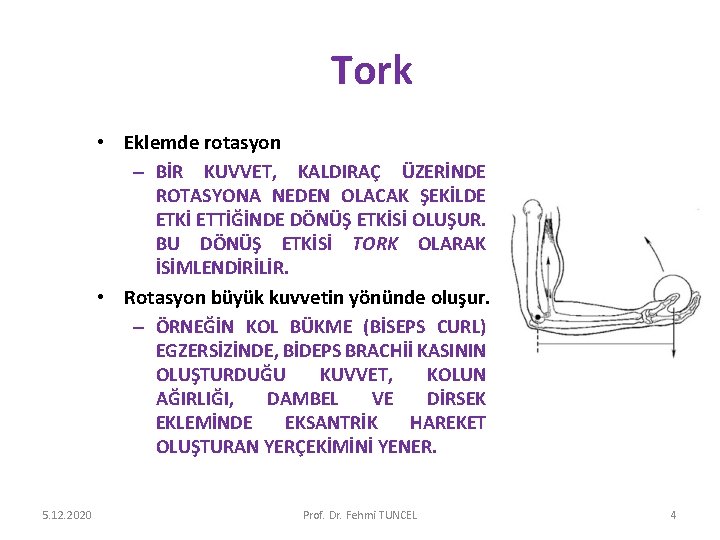 Tork • Eklemde rotasyon – BİR KUVVET, KALDIRAÇ ÜZERİNDE ROTASYONA NEDEN OLACAK ŞEKİLDE ETKİ