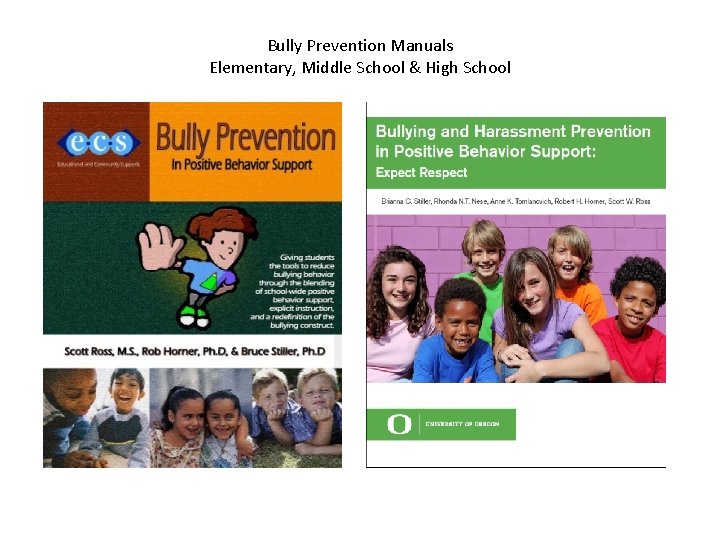 Bully Prevention Manuals Elementary, Middle School & High School 