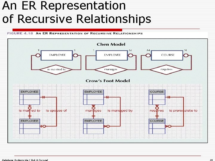 An ER Representation of Recursive Relationships Database Systems 6 e / Rob & Coronel An ER Representation of Recursive Relationships Database Systems 6 e / Rob & Coronel