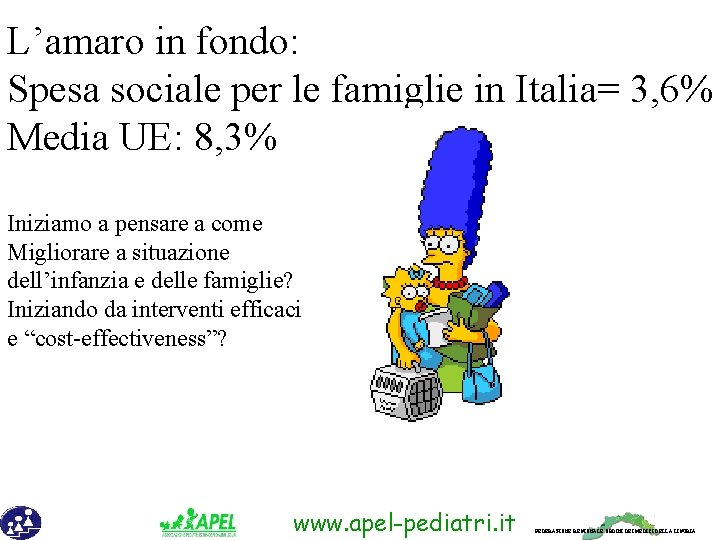 L’amaro in fondo: Spesa sociale per le famiglie in Italia= 3, 6% Media UE: