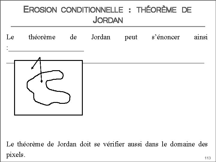 EROSION CONDITIONNELLE JORDAN Le théorème de Jordan : ___________ : THÉORÈME DE peut s’énoncer