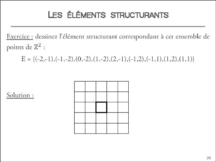 LES ÉLÉMENTS STRUCTURANTS 20 