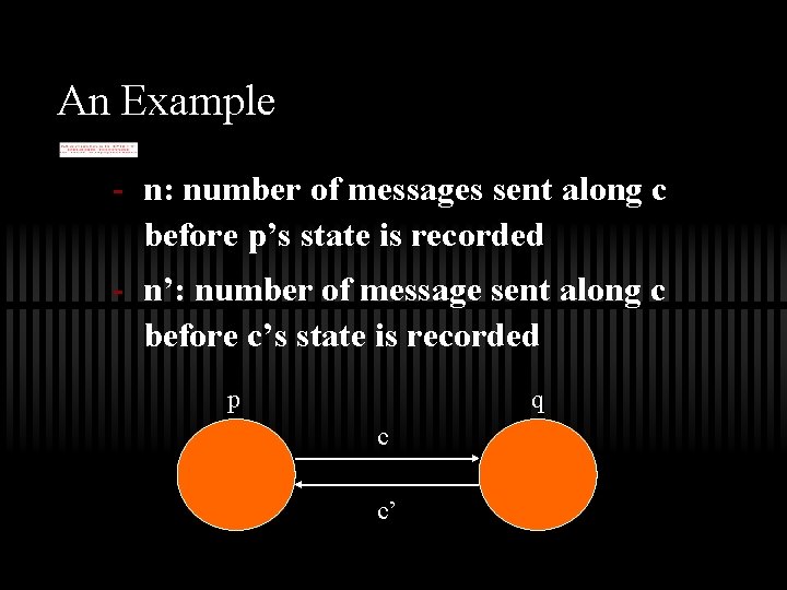 An Example - n: number of messages sent along c before p’s state is
