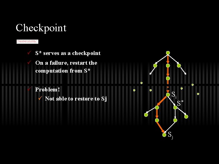 Checkpoint ü S* serves as a checkpoint ü On a failure, restart the computation