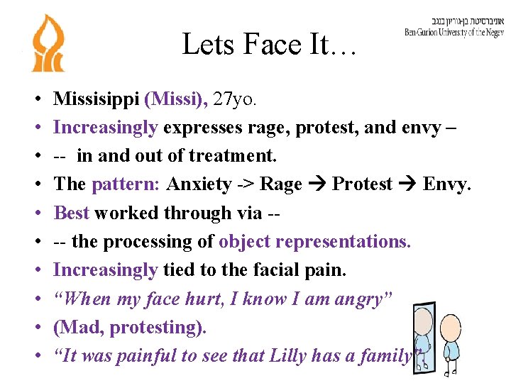 Lets Face It… • • • Missisippi (Missi), 27 yo. Increasingly expresses rage, protest,