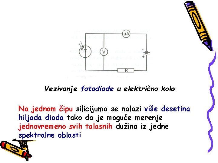 Vezivanje fotodiode u električno kolo Na jednom čipu silicijuma se nalazi više desetina hiljada