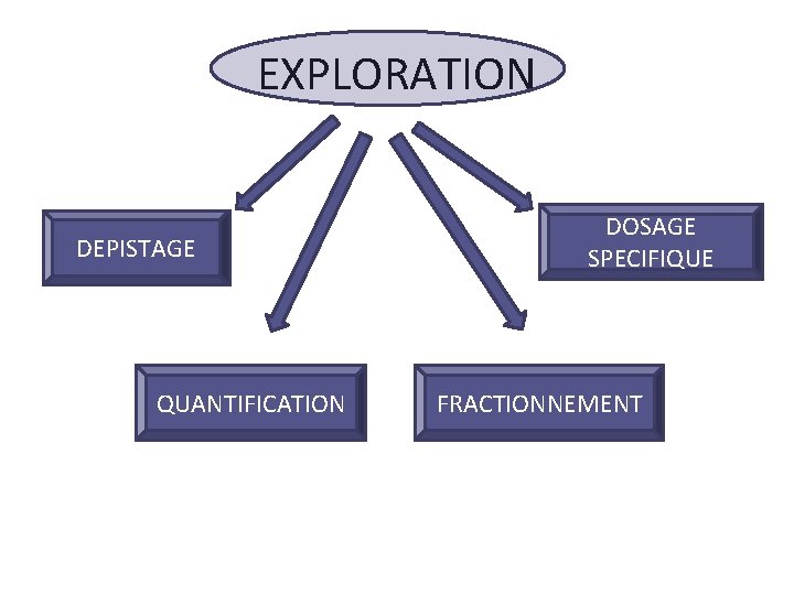 EXPLORATION DEPISTAGE QUANTIFICATION DOSAGE SPECIFIQUE FRACTIONNEMENT 