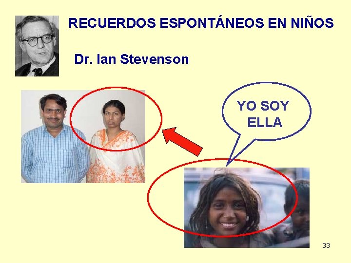 RECUERDOS ESPONTÁNEOS EN NIÑOS Dr. Ian Stevenson YO SOY ELLA 33 