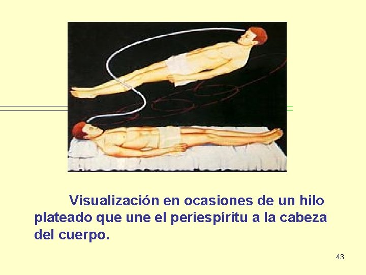 Visualización en ocasiones de un hilo plateado que une el periespíritu a la cabeza