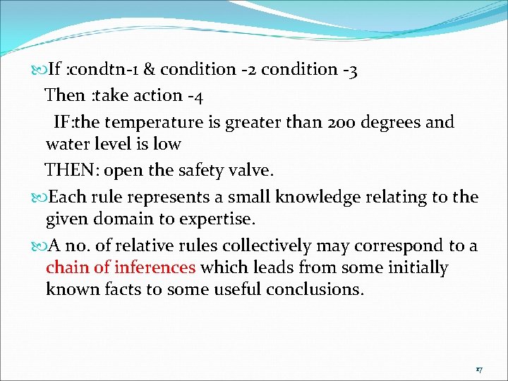 If : condtn-1 & condition -2 condition -3 Then : take action -4 If : condtn-1 & condition -2 condition -3 Then : take action -4