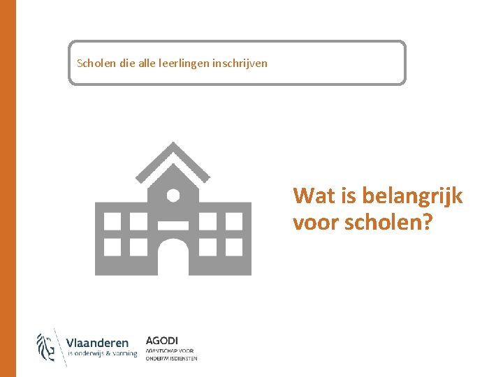 Scholen die alle leerlingen inschrijven Wat is belangrijk voor scholen? 