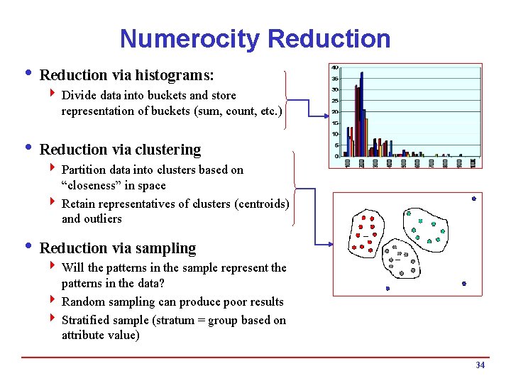 Numerocity Reduction i Reduction via histograms: 4 Divide data into buckets and store representation Numerocity Reduction i Reduction via histograms: 4 Divide data into buckets and store representation