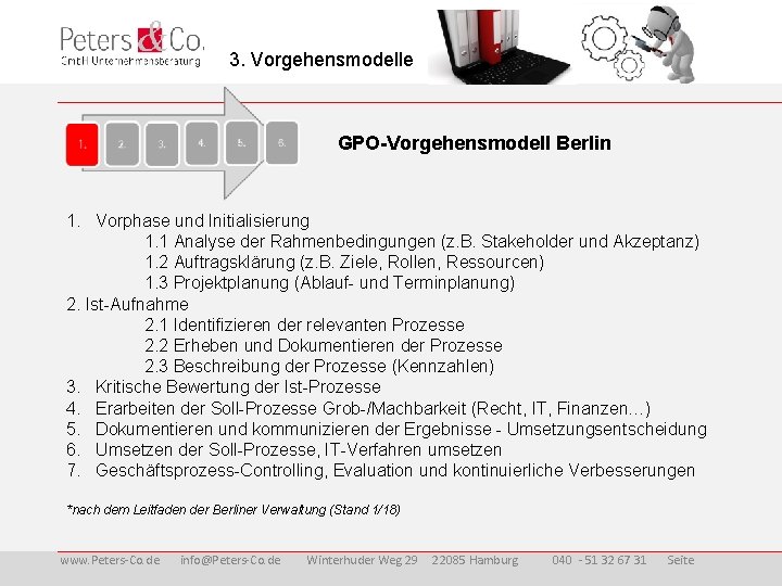3. Vorgehensmodelle GPO-Vorgehensmodell Berlin 1. Vorphase und Initialisierung 1. 1 Analyse der Rahmenbedingungen (z.