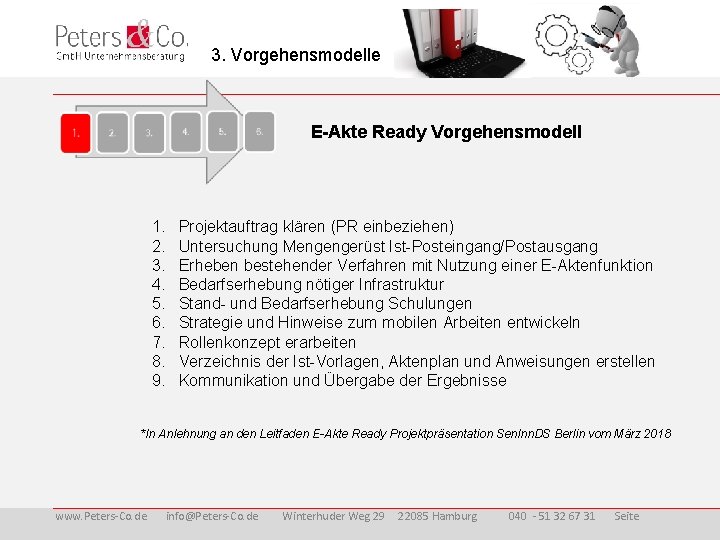 3. Vorgehensmodelle E-Akte Ready Vorgehensmodell 1. 2. 3. 4. 5. 6. 7. 8. 9.