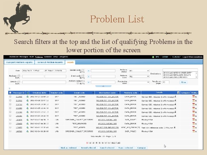 Problem List Search filters at the top and the list of qualifying Problems in
